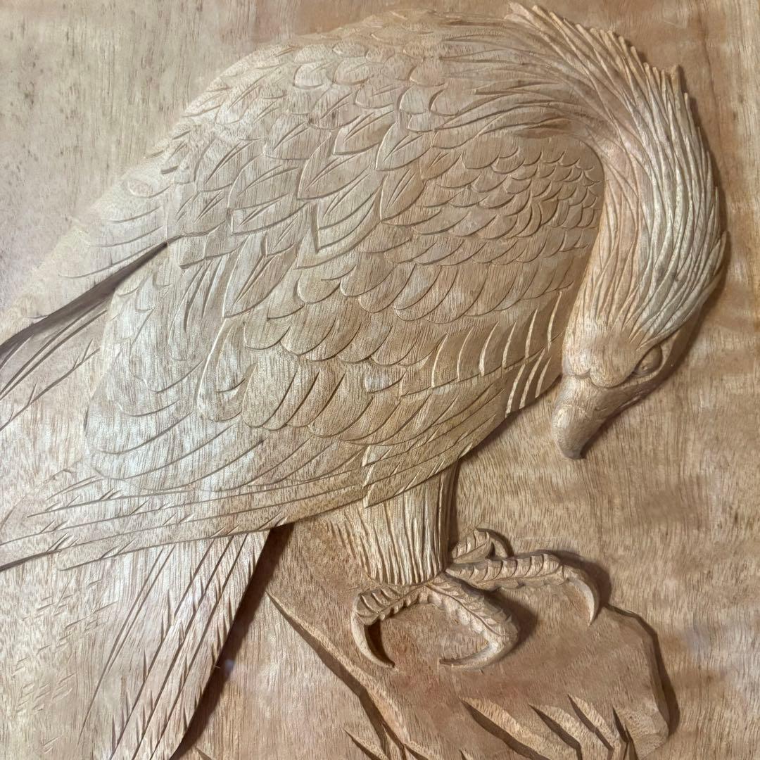 鎌仲清信 木彫 額装 一刀彫 立体彫刻