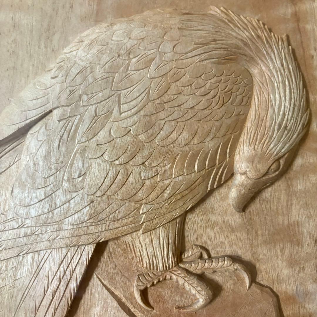 鎌仲清信 木彫 額装 一刀彫 立体彫刻