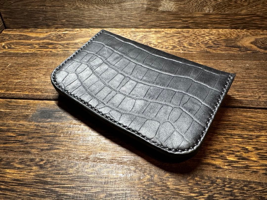 バイカーズウォレット　クロコダイル　型押しレザー　二つ折財布