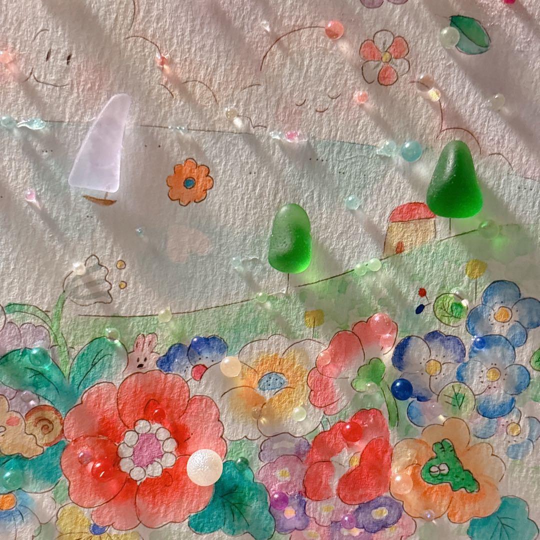 【旅】シーグラスアート　イラスト　水彩画　原画