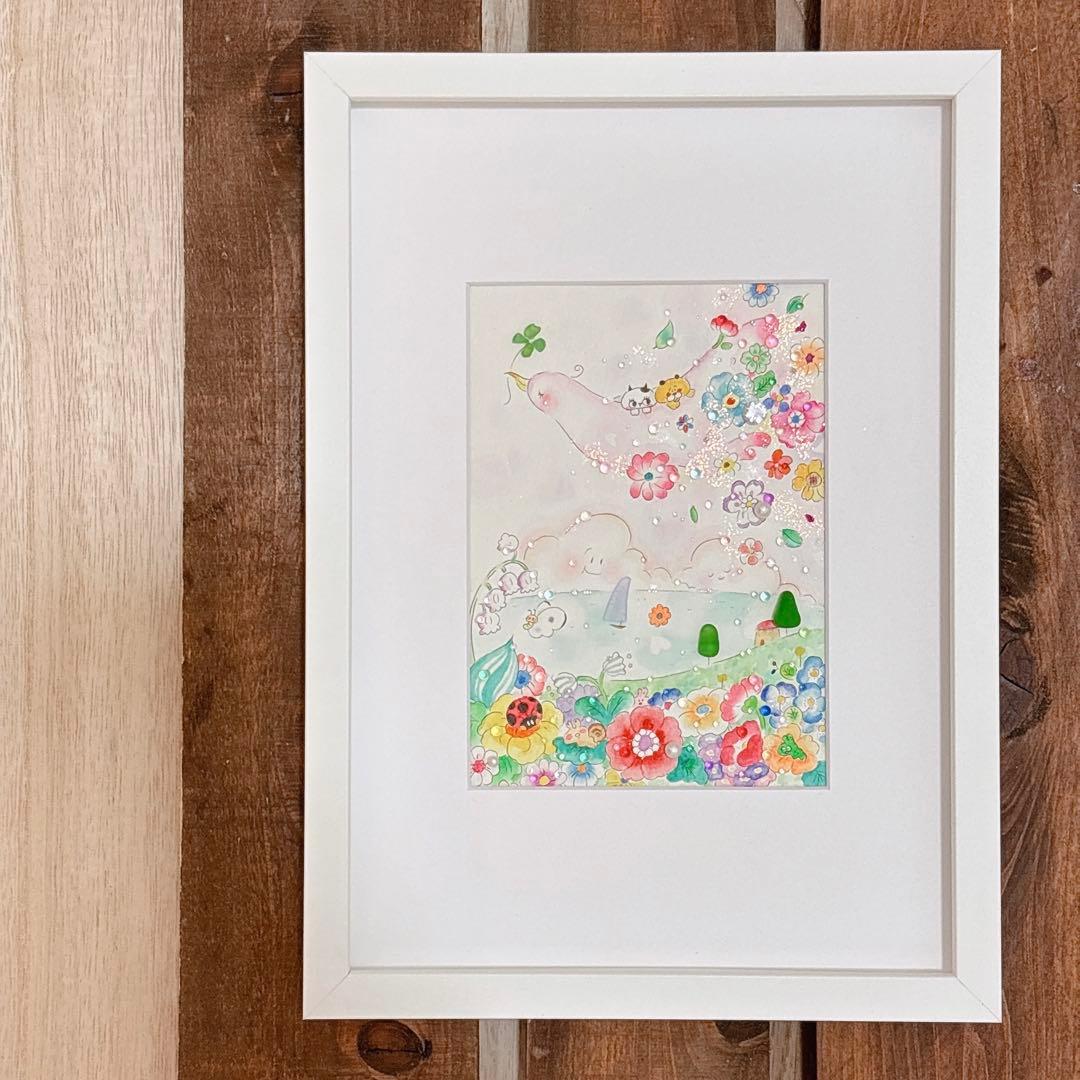 【旅】シーグラスアート　イラスト　水彩画　原画