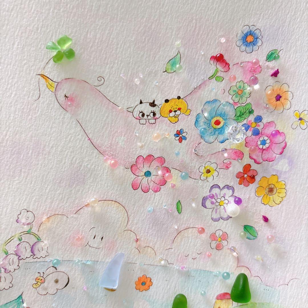 【旅】シーグラスアート　イラスト　水彩画　原画