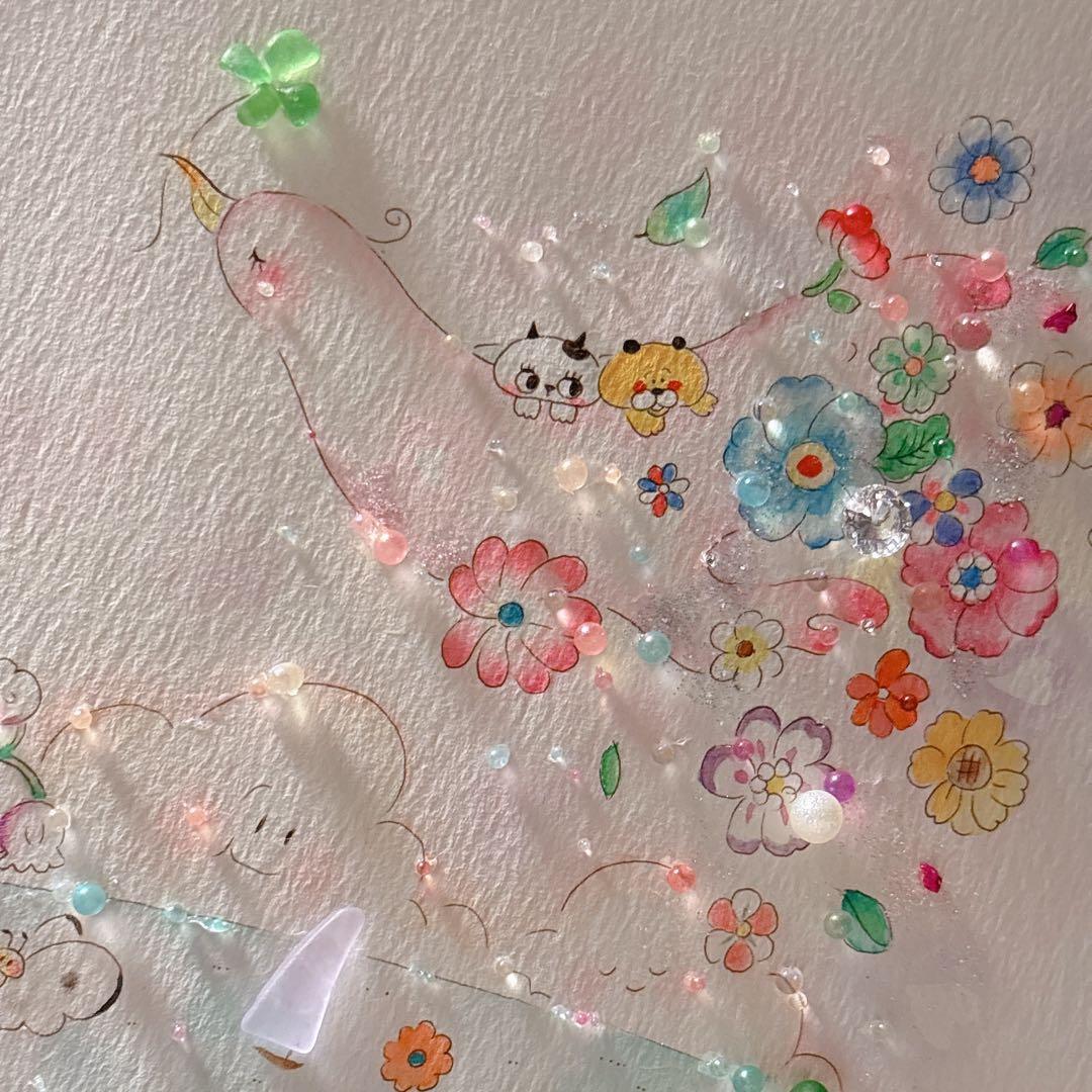 【旅】シーグラスアート　イラスト　水彩画　原画