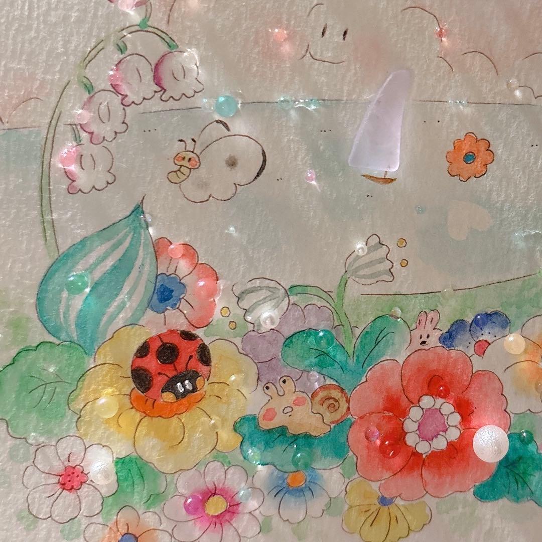 【旅】シーグラスアート　イラスト　水彩画　原画