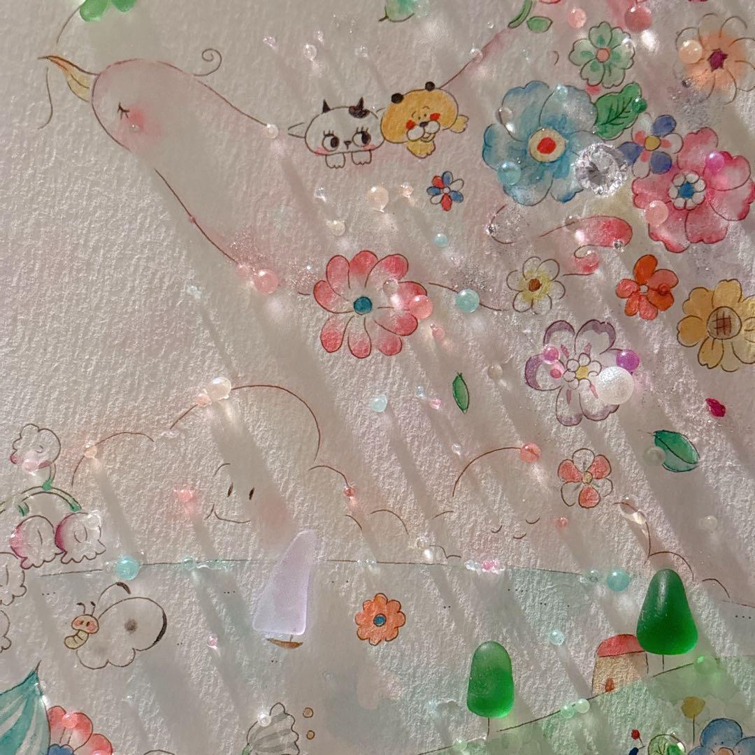 【旅】シーグラスアート　イラスト　水彩画　原画