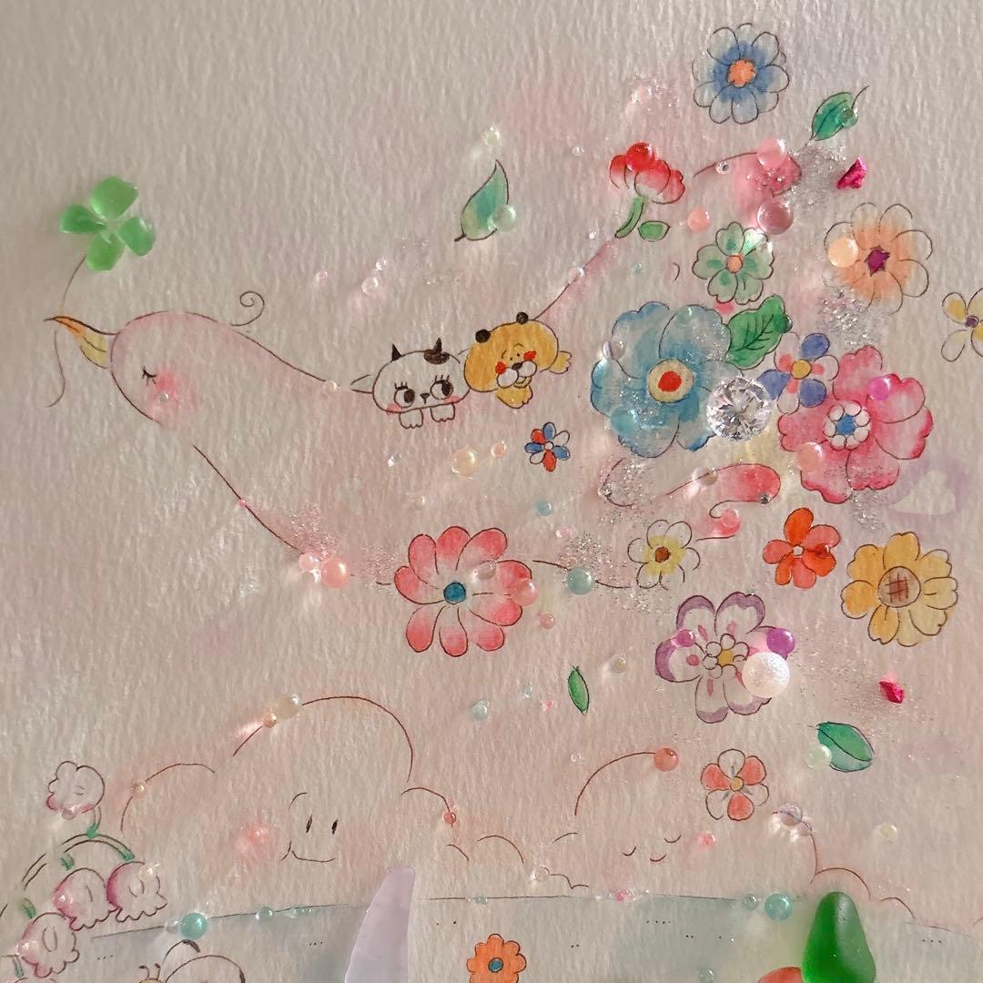 【旅】シーグラスアート　イラスト　水彩画　原画