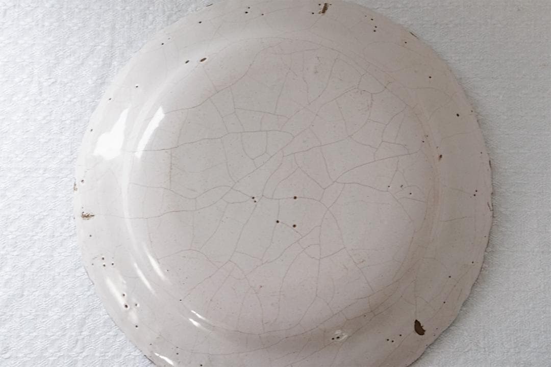 フランスアンティーク 　18世紀　南仏　色絵付け　陶器皿　22.3cm