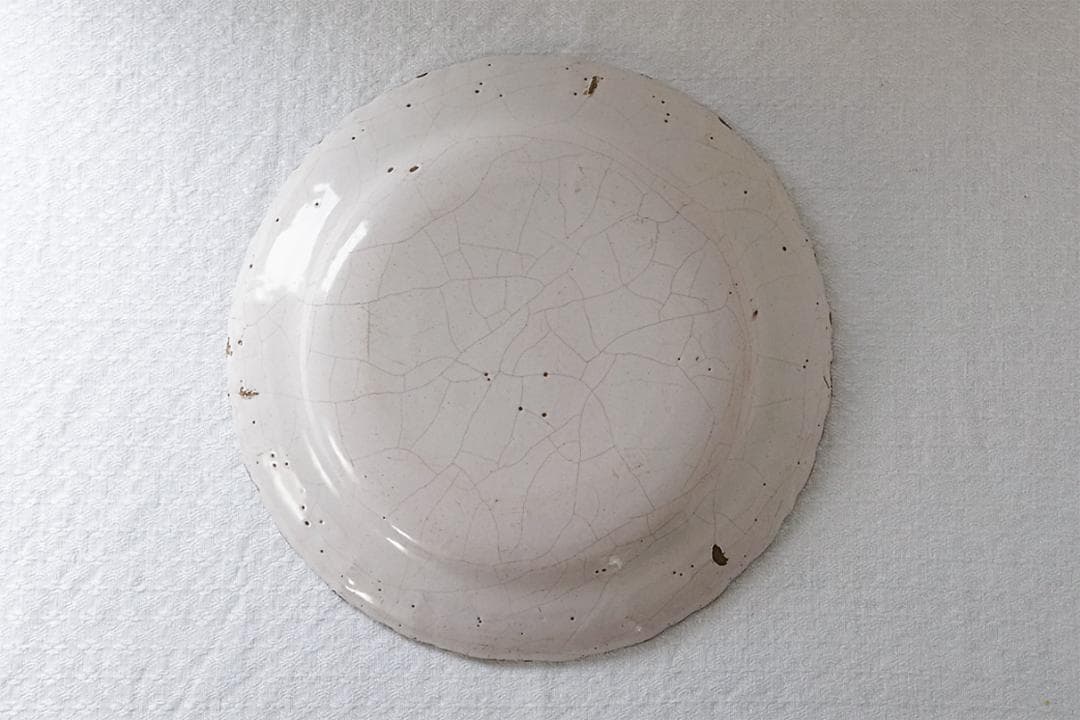 フランスアンティーク 　18世紀　南仏　色絵付け　陶器皿　22.3cm