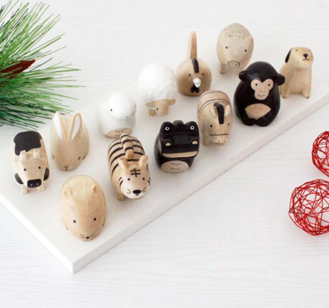 木製置き物 えとセット（十二支＋台座セット）