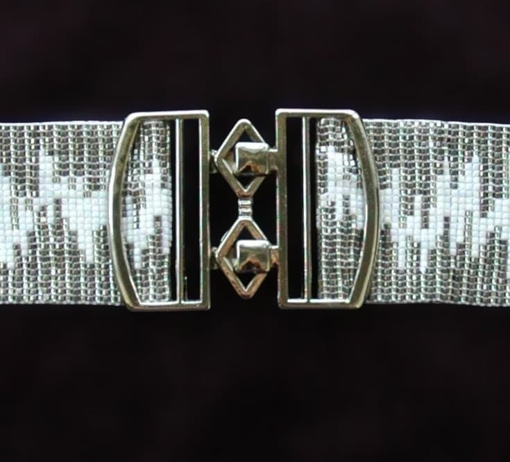 ホワイトグレー　デリカビーズビーズ織ベルト