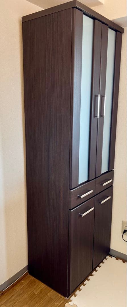 ニトリ　食器棚　ブラウン