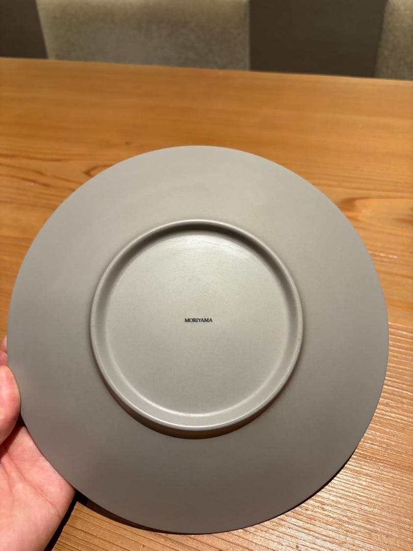 森山ガラス グレーのお皿　24.5センチ　６枚セット