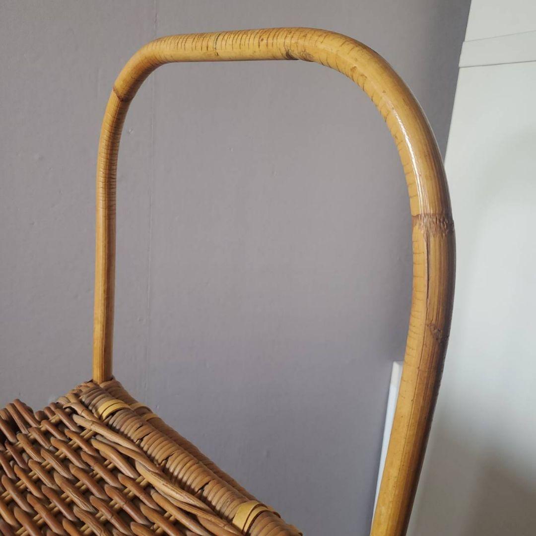 アンティーク ラタン 籐 キャリーバスケット キャリーバッグ カート 希少