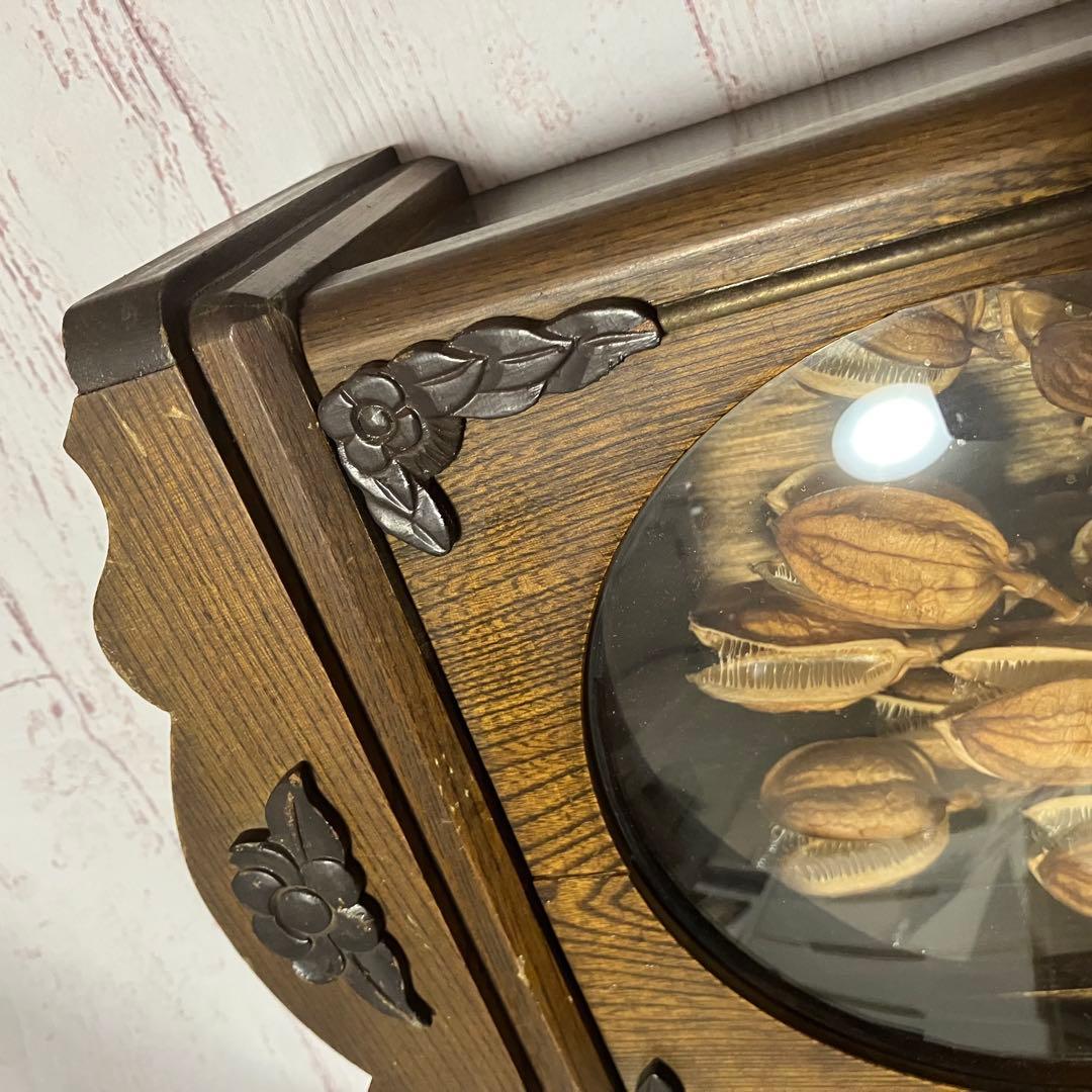 昭和レトロ 掛け時計　ドライフラワー　 古時計　ケース　アンティーク