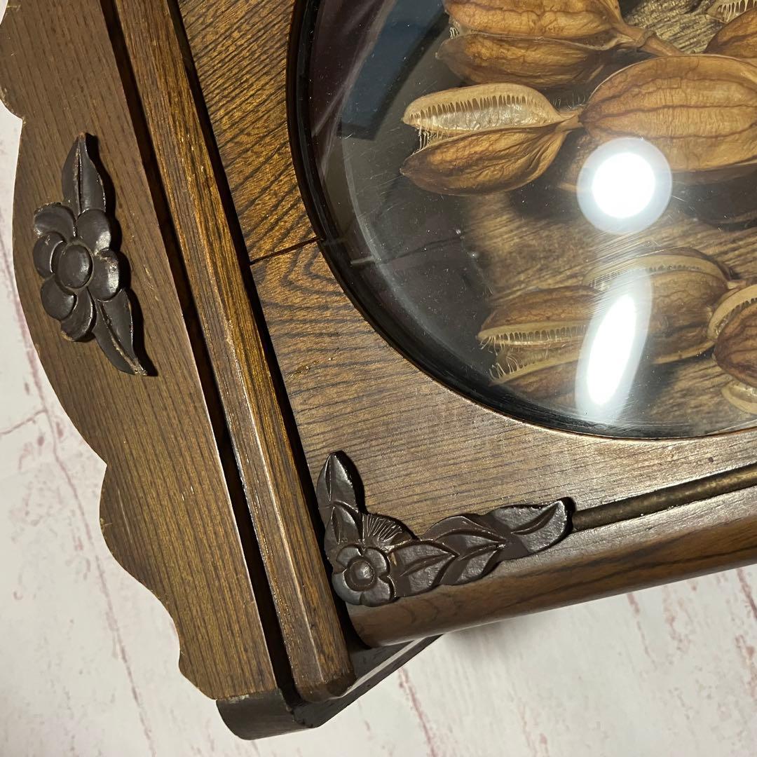 昭和レトロ 掛け時計　ドライフラワー　 古時計　ケース　アンティーク