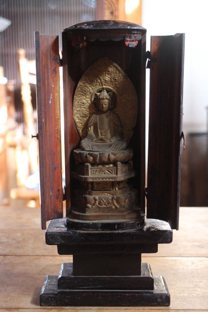 時代厨子入り木製仏像 彫刻仏教美術