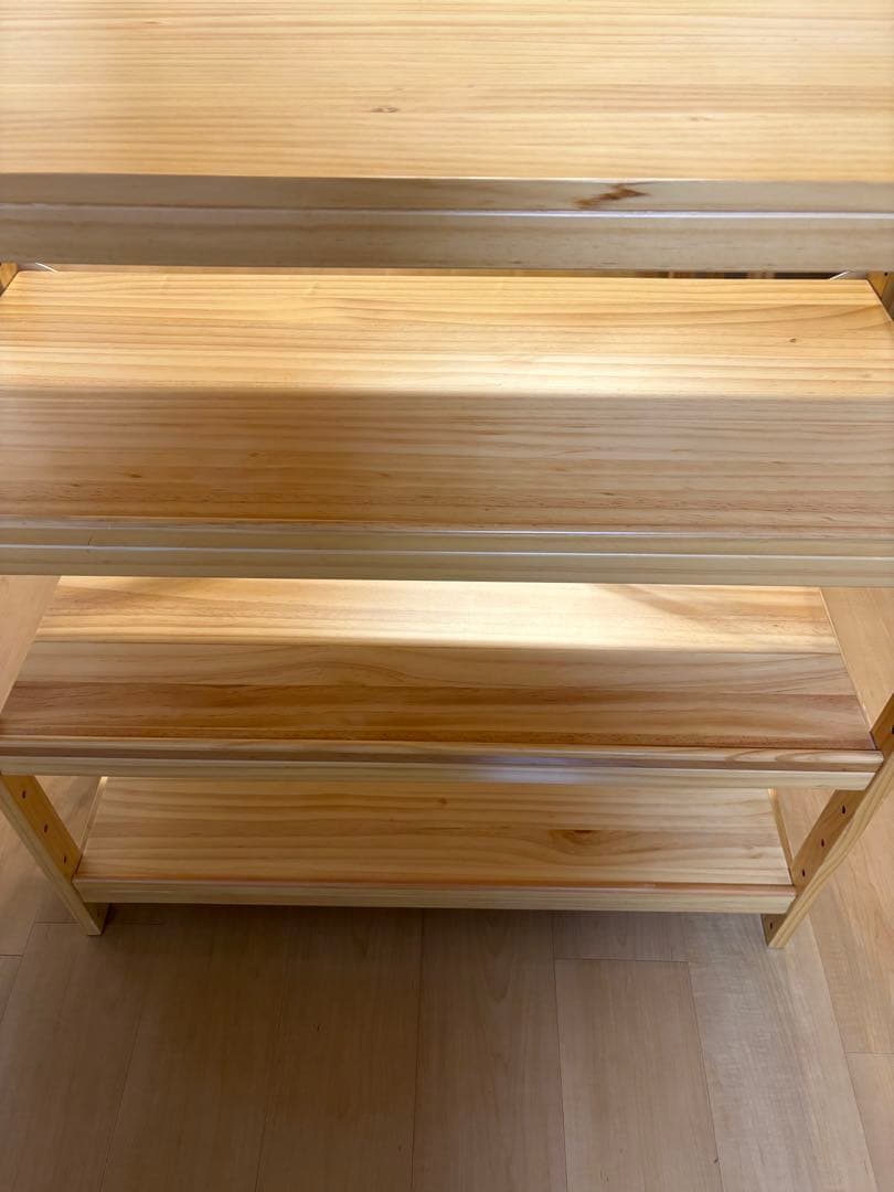 木製4段ラック 自然な木の仕上げ