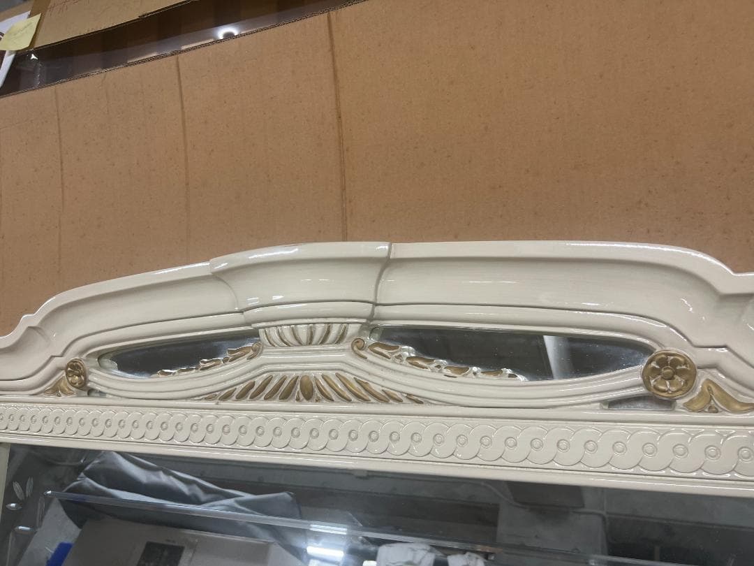 【引き取り限定】大型アンティーク風ミラー ホワイト