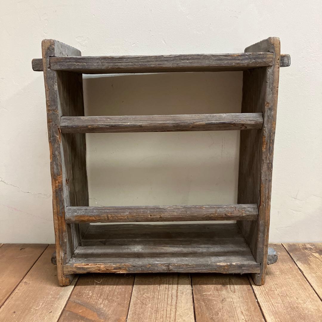 A-5 昭和レトロ 古木 古道具 くさび型 オープンシェルフ オープンラック