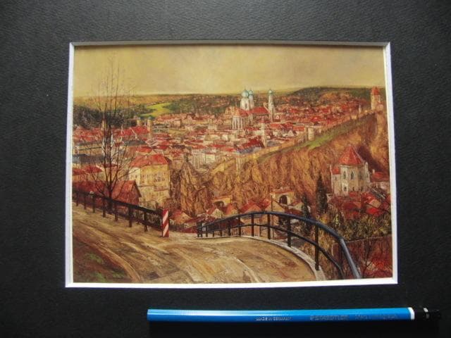 花巻碧【坂道からの展望】希少画集画、状態良好、新品高級額装付