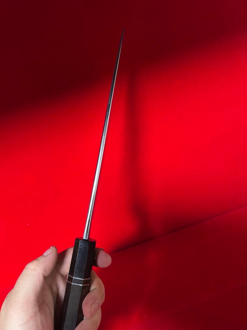 01483 包丁　重啓作　牛刀　墨流し　折り返し鍛錬　スウェーデン鋼　未使用品