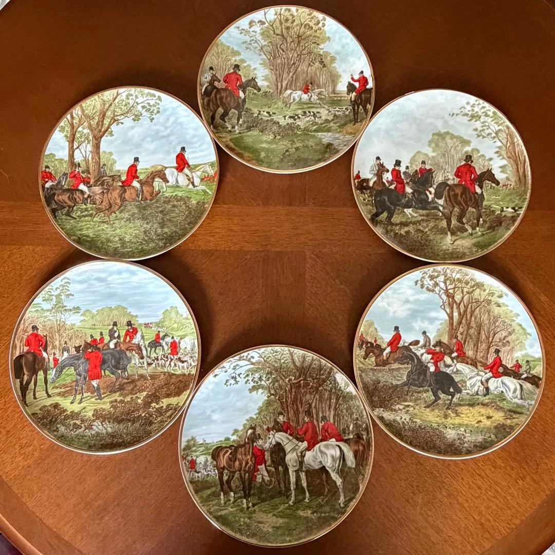 【希少品】英国製　フィンズベリー★Hunting Scenes★プレート6枚