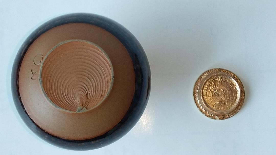 高取焼 登古窯 笹山登古 高取茶入 仕覆 三雲屋緞子 共箱 栞 茶入 美品