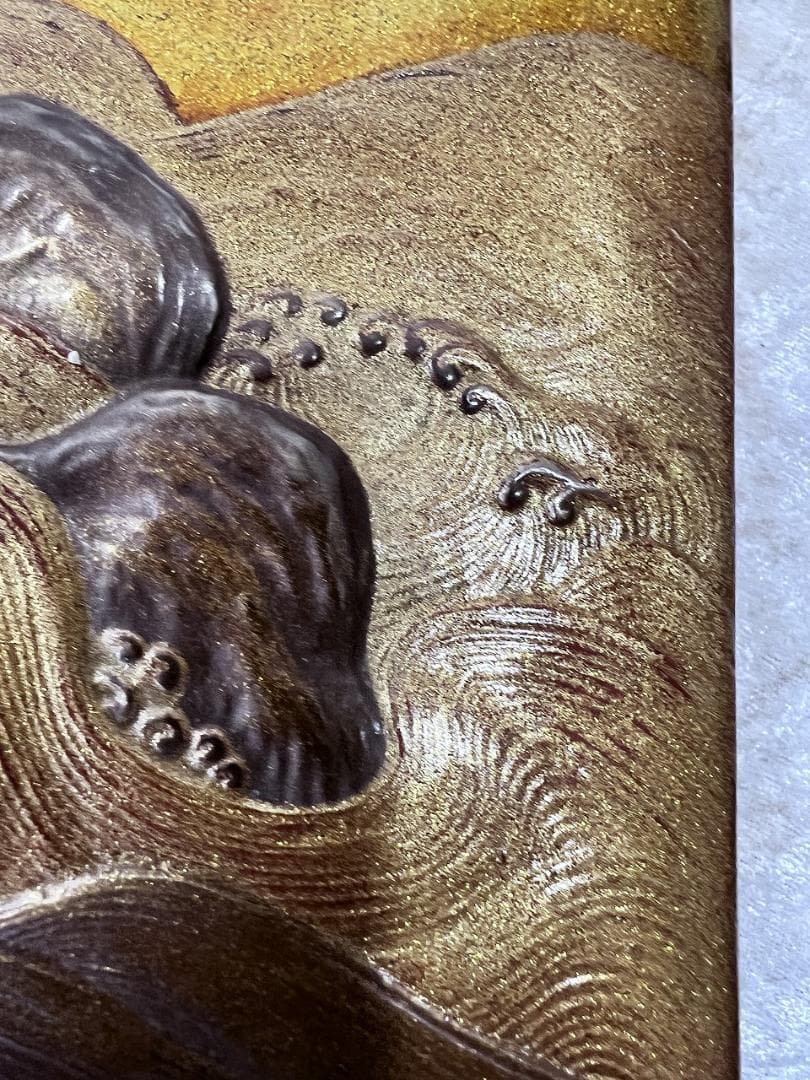 蒔絵 月に波紋硯箱 明治期 金蒔絵 高蒔絵 合せ箱 漆器 文箱 山と太陽の