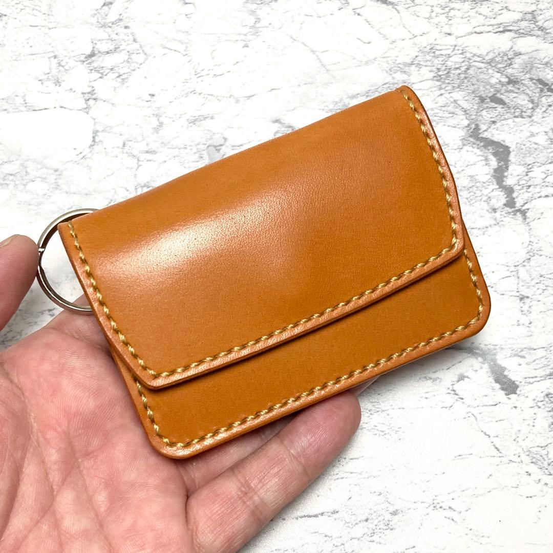 栃木レザー ミニ財布 本革 コンパクト財布 キーリング 茶 メンズ レディース
