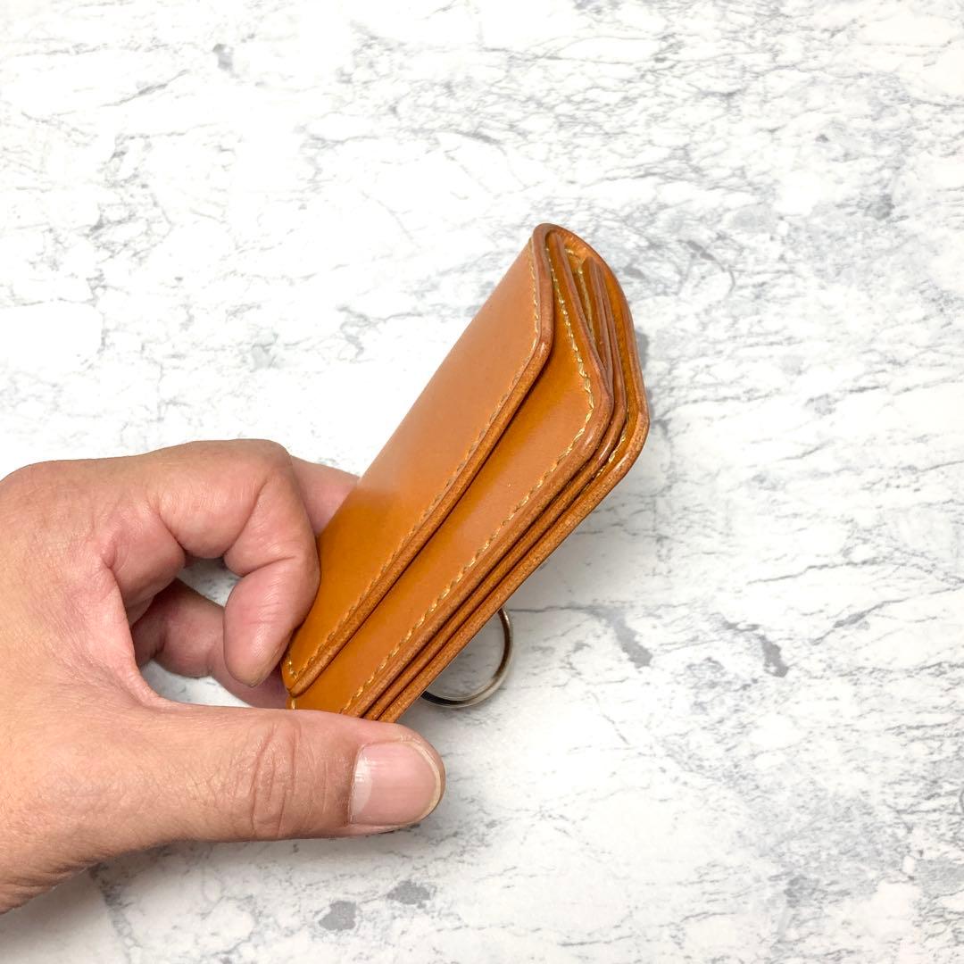 栃木レザー ミニ財布 本革 コンパクト財布 キーリング 茶 メンズ レディース