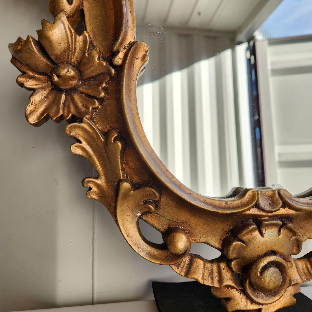 ロココ アンティーク ゴールド ギルト ウッド 装飾フレーム ウォールミラー