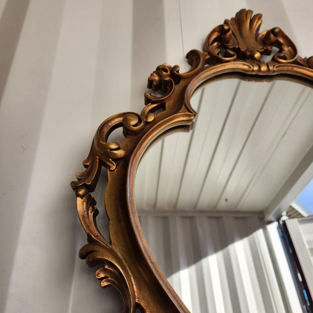 ロココ アンティーク ゴールド ギルト ウッド 装飾フレーム ウォールミラー