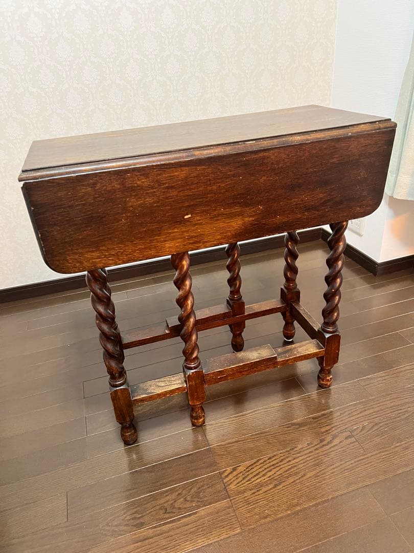 アンティーク　ヴィンテージ　木製ツイスト脚テーブル