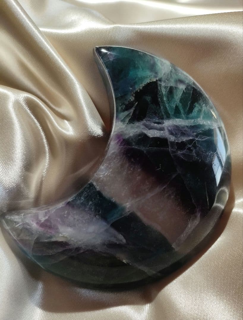ブルーパープルフローライトお月様  虹いり
