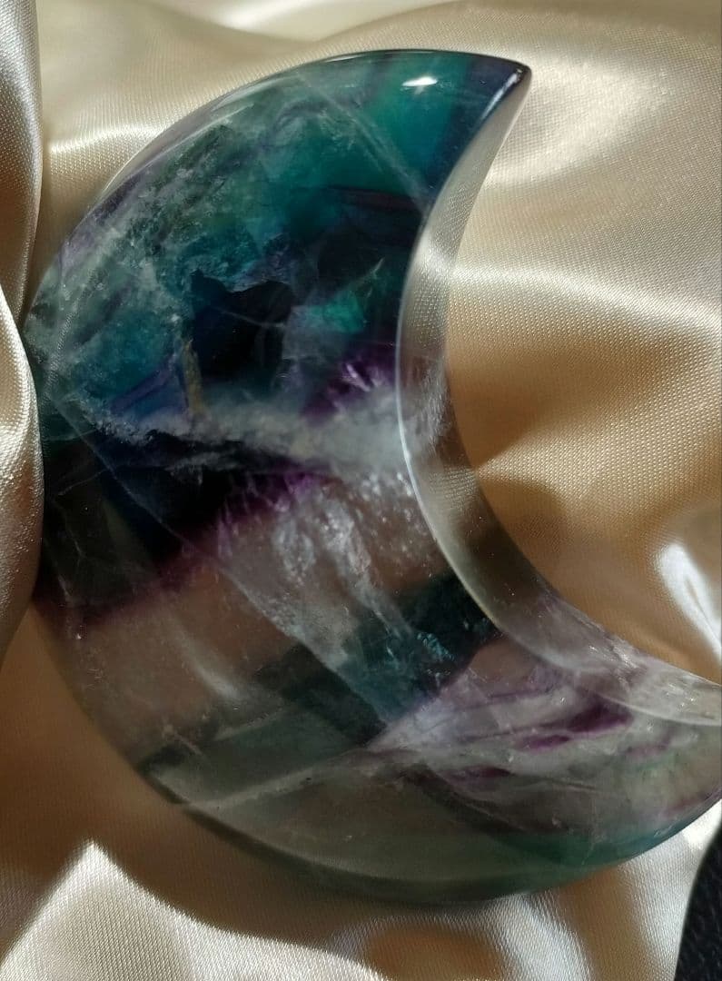 ブルーパープルフローライトお月様  虹いり