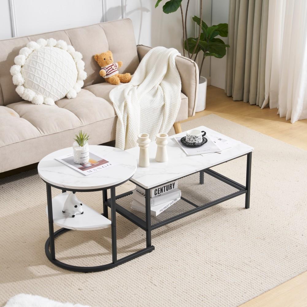 ネストテーブル 2点セット 入れ子式 1台3役 収納付き センターテーブル