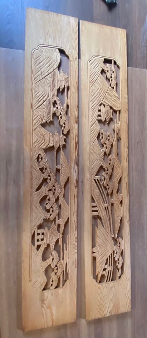 彫刻欄間2枚1組⓴