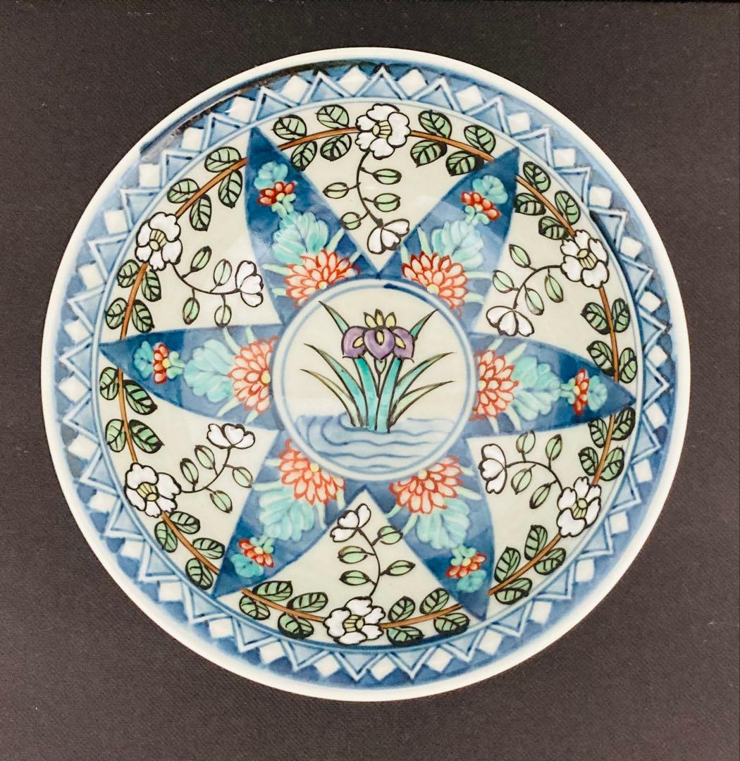 佐藤走波（六代）染錦菖蒲椿菊文 深皿 鉢