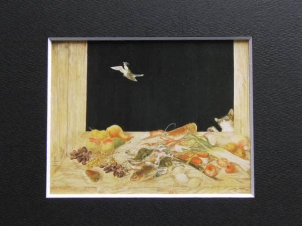 藤田 嗣治、猫のいる静物、希少な画集より、版上サイン入り、新品高級