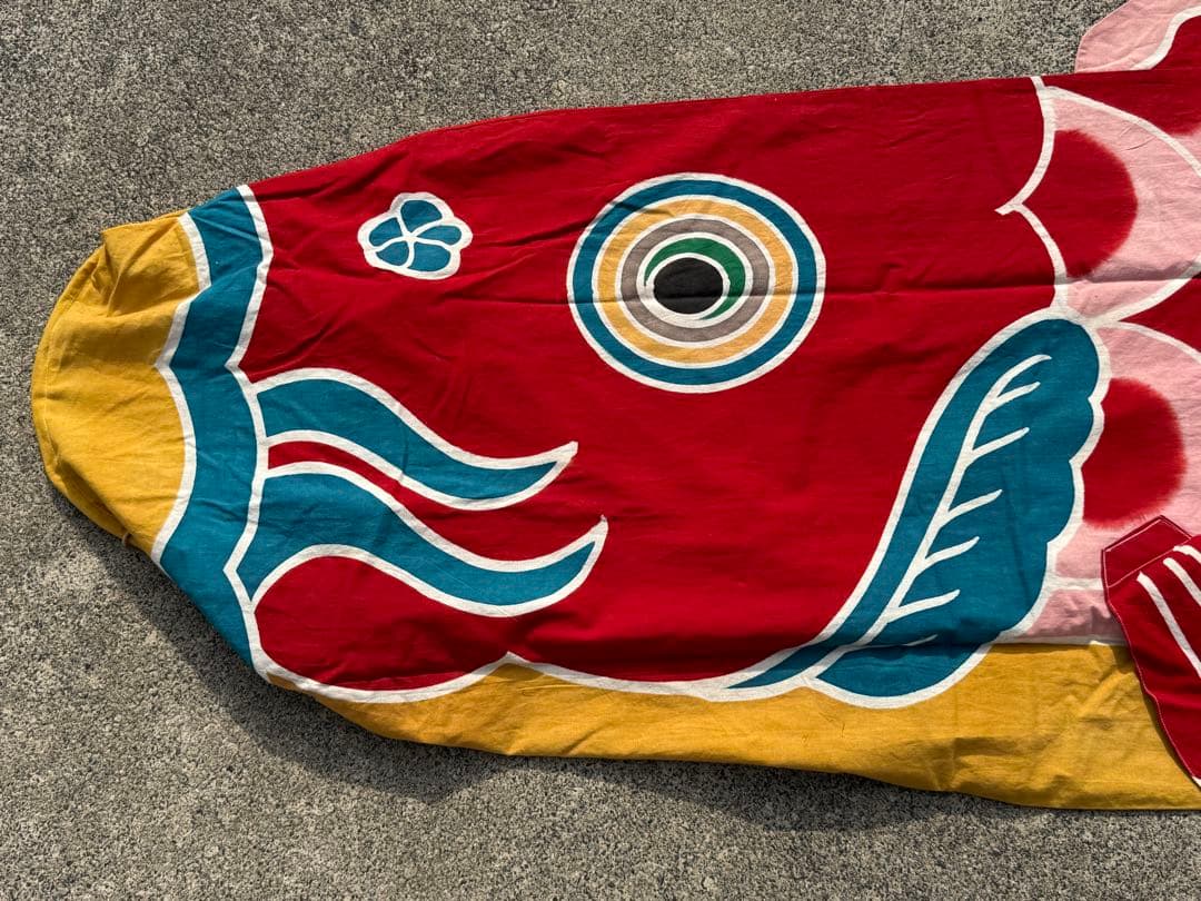 古布 木綿 鯉のぼり 赤 2点 4m 2.7m こいのぼりリメイク素材