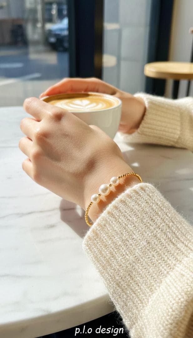 極上あこや真珠✨5粒パール バングル S925/18KGP 形状記憶 華奢見え