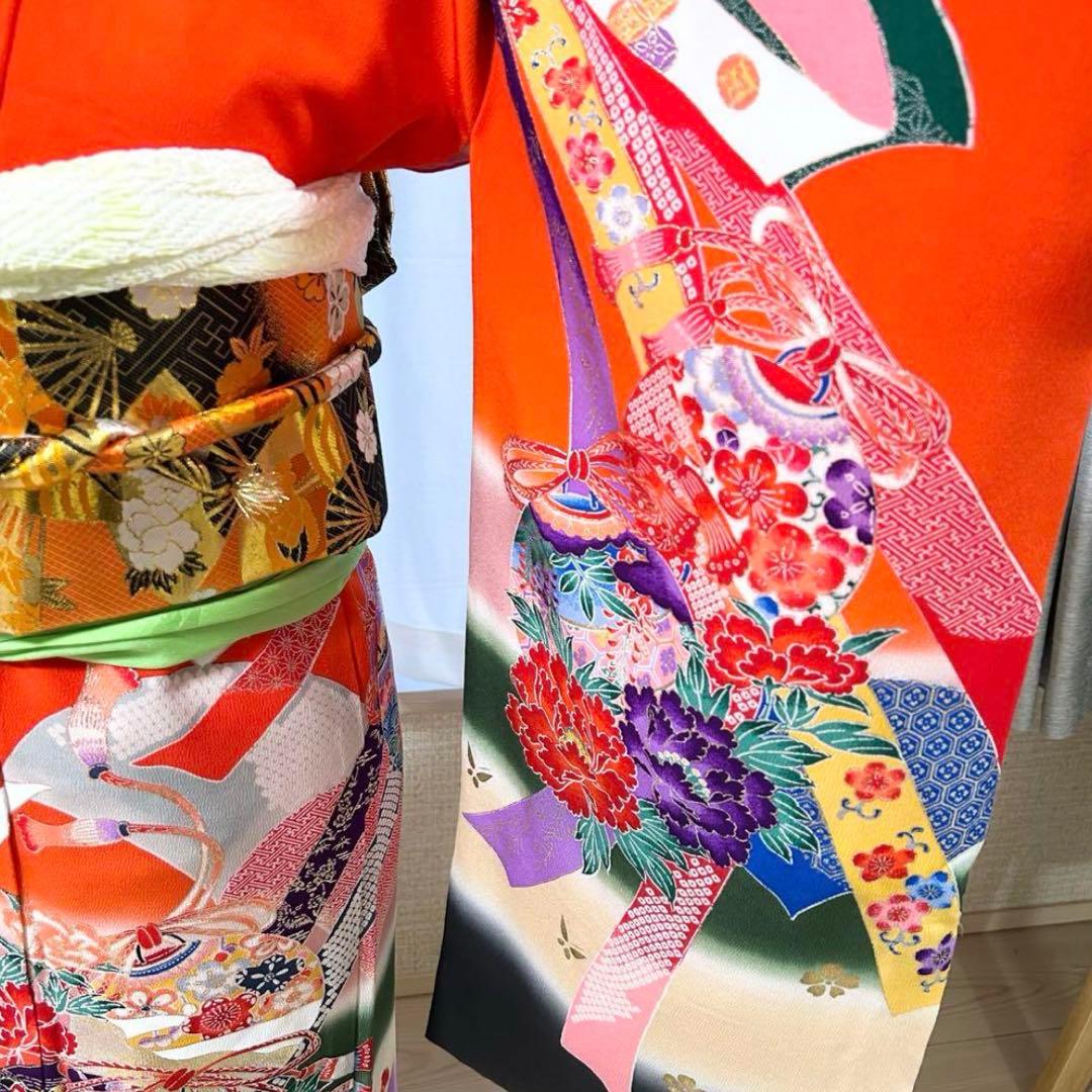 七五三 7歳 着物 長襦袢 作り帯 はこせこセット フルセット レトロ