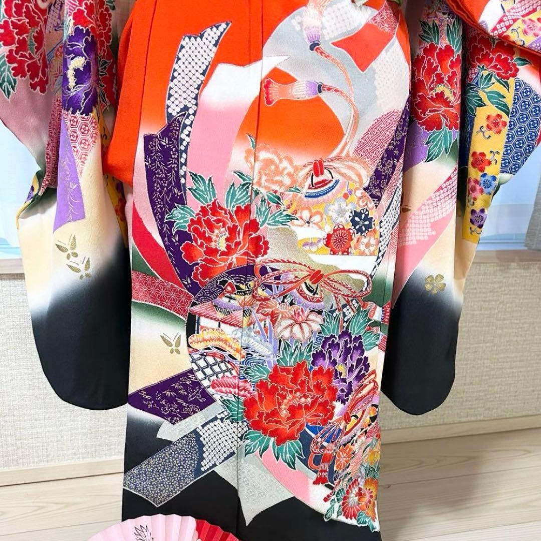 七五三 7歳 着物 長襦袢 作り帯 はこせこセット フルセット レトロ