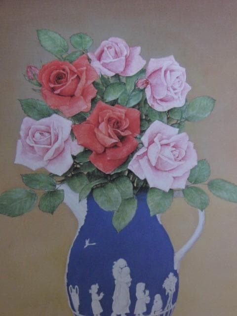 戸嶋但、【薔薇の夢】、希少な額装用画集より、新品額装付、状態良好