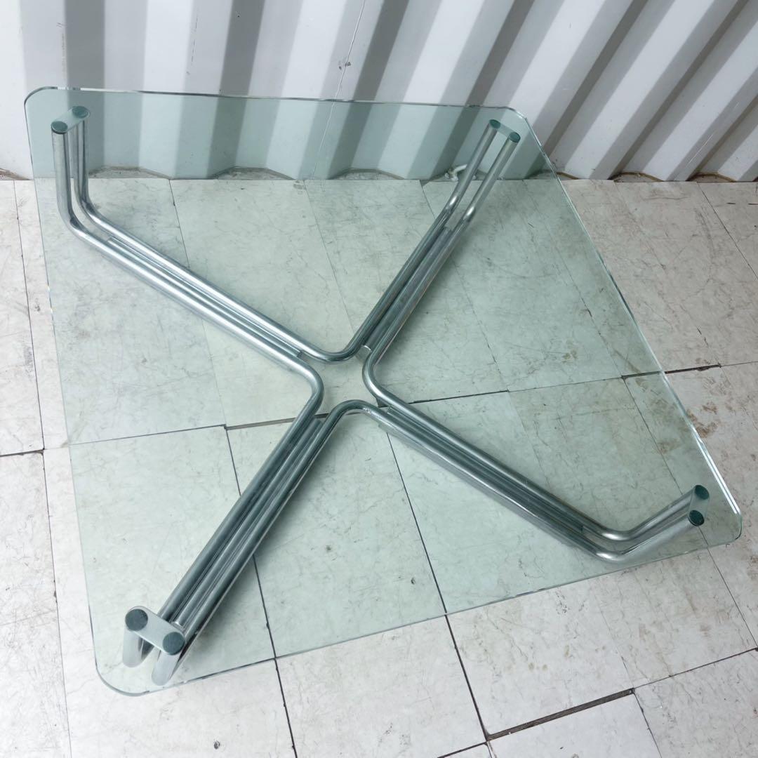 取付無料！カッシーナ 784 スタイリッシュモダン ガラス天板正方形ローテーブル