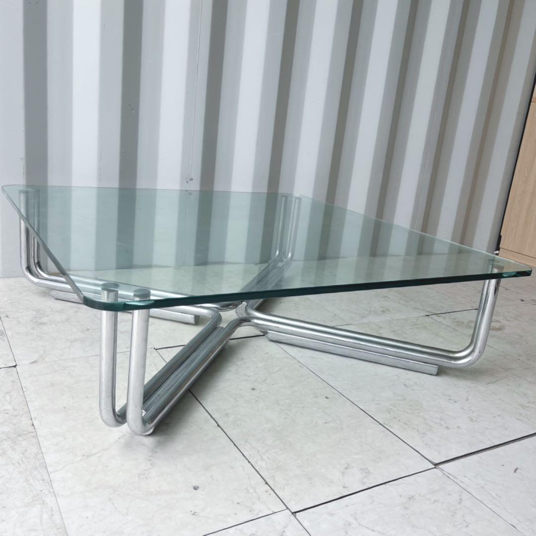 取付無料！カッシーナ 784 スタイリッシュモダン ガラス天板正方形ローテーブル