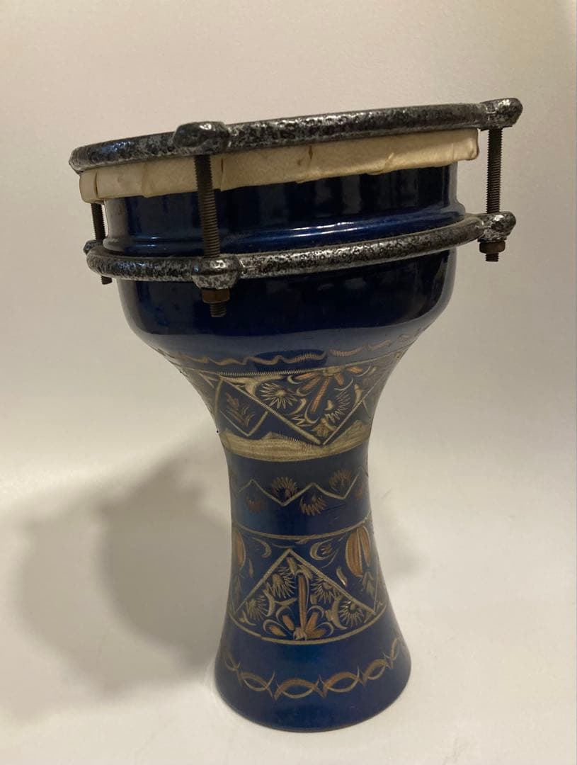 手彫り装飾　銅製　ダラブッカ　ミニサイズ　アンティーク楽器