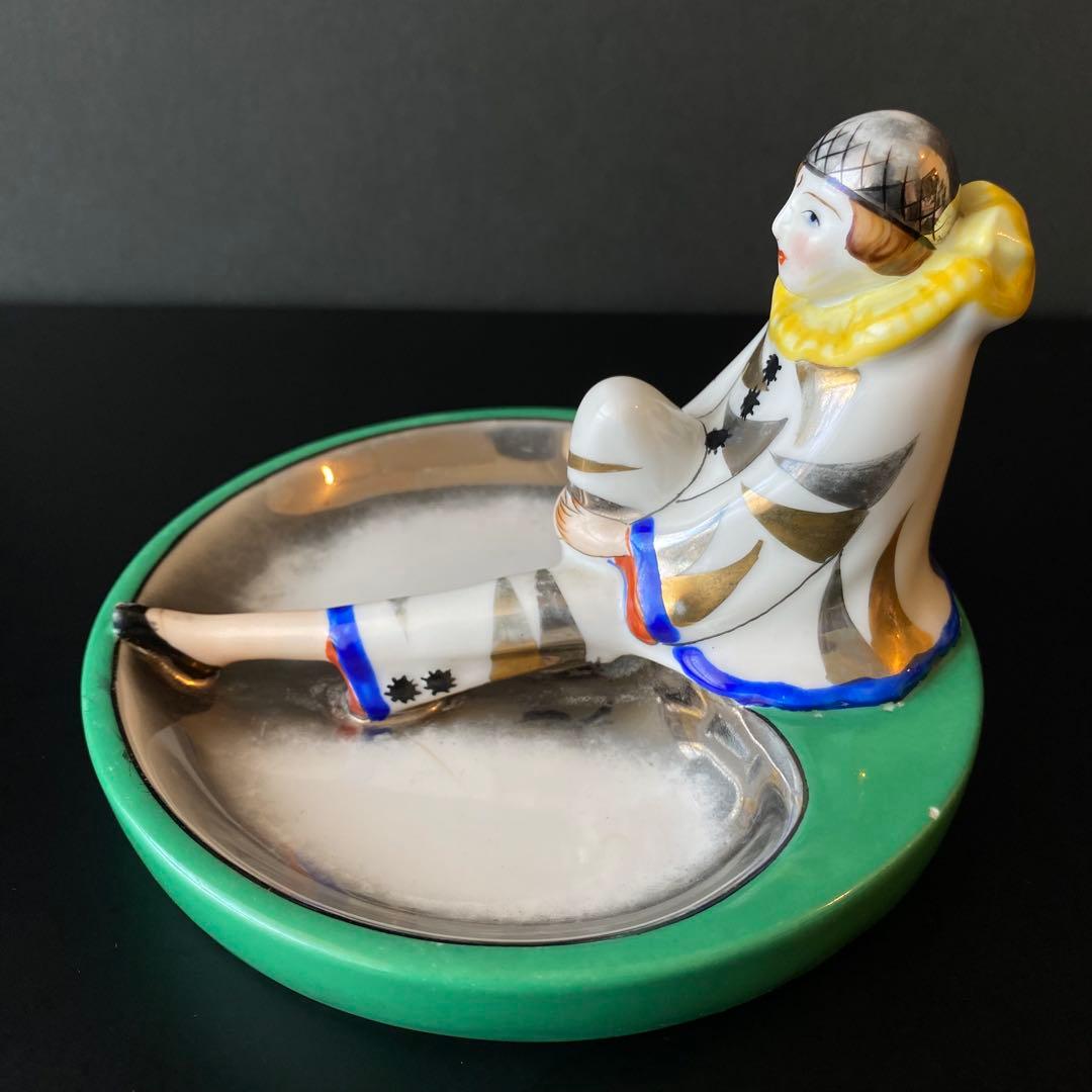 オールドノリタケ　ピエロ　アッシュトレイ　ピントレイ　アールデコ　ラスター彩