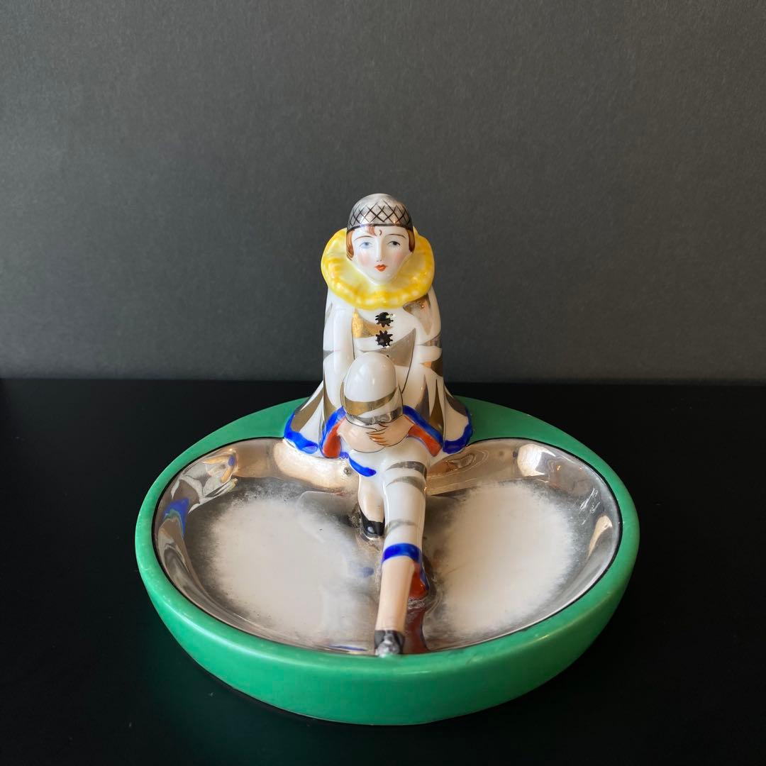 オールドノリタケ　ピエロ　アッシュトレイ　ピントレイ　アールデコ　ラスター彩