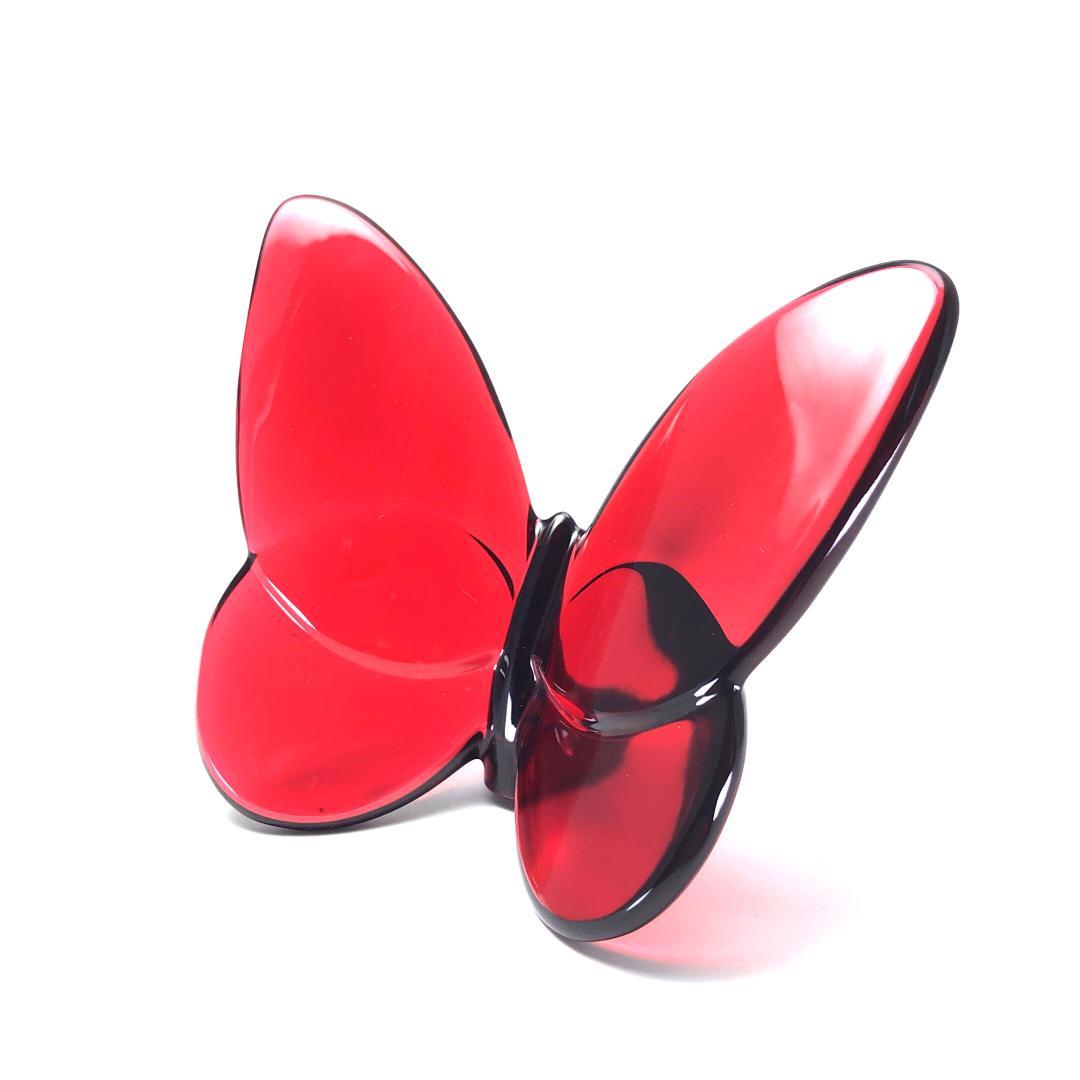 【美品】バカラ／ラッキーバタフライ クリスタル レッド／BC407